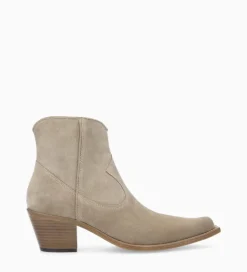 FREE LANCE Paris Bottine western zippée à talon - Sadie 50 - Cuir velours - Grège Cheap