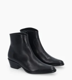 FREE LANCE Paris Bottine western zippée à talon - Jane 5 - Cuir lisse - Noir Hot