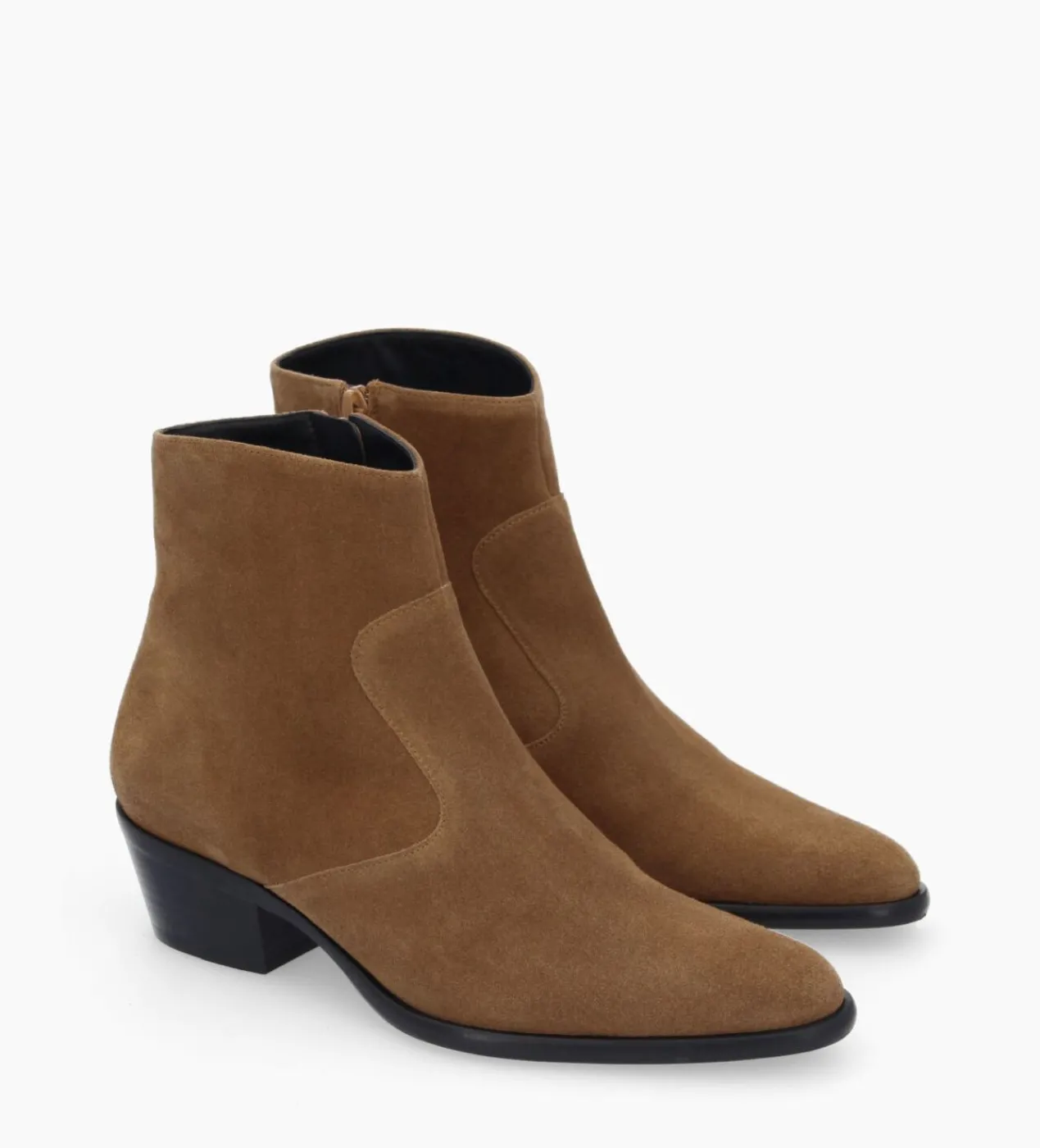 FREE LANCE Paris Bottine western zippée à talon - Jane 5 - Cuir velours - Sienna Shop