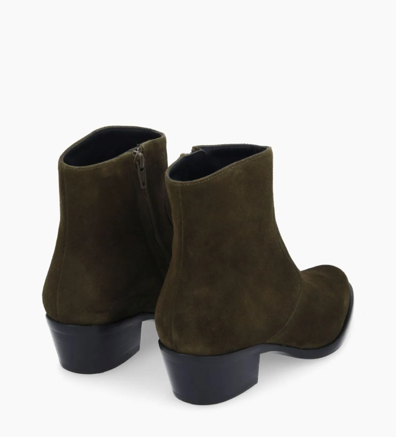 FREE LANCE Paris Bottine western zippée à talon - Jane 5 - Cuir velours - Kaki Discount