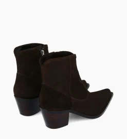 FREE LANCE Paris Bottine western zippée à talon - Sadie 50 - Cuir velours - Marron foncé Marronfoncé Hot