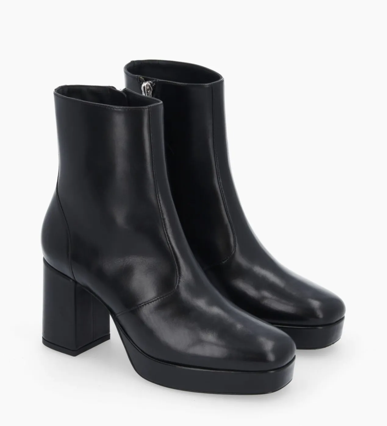 FREE LANCE Paris Bottine zippée à talon - Carlotta 70 - Cuir lisse - Noir Best Sale