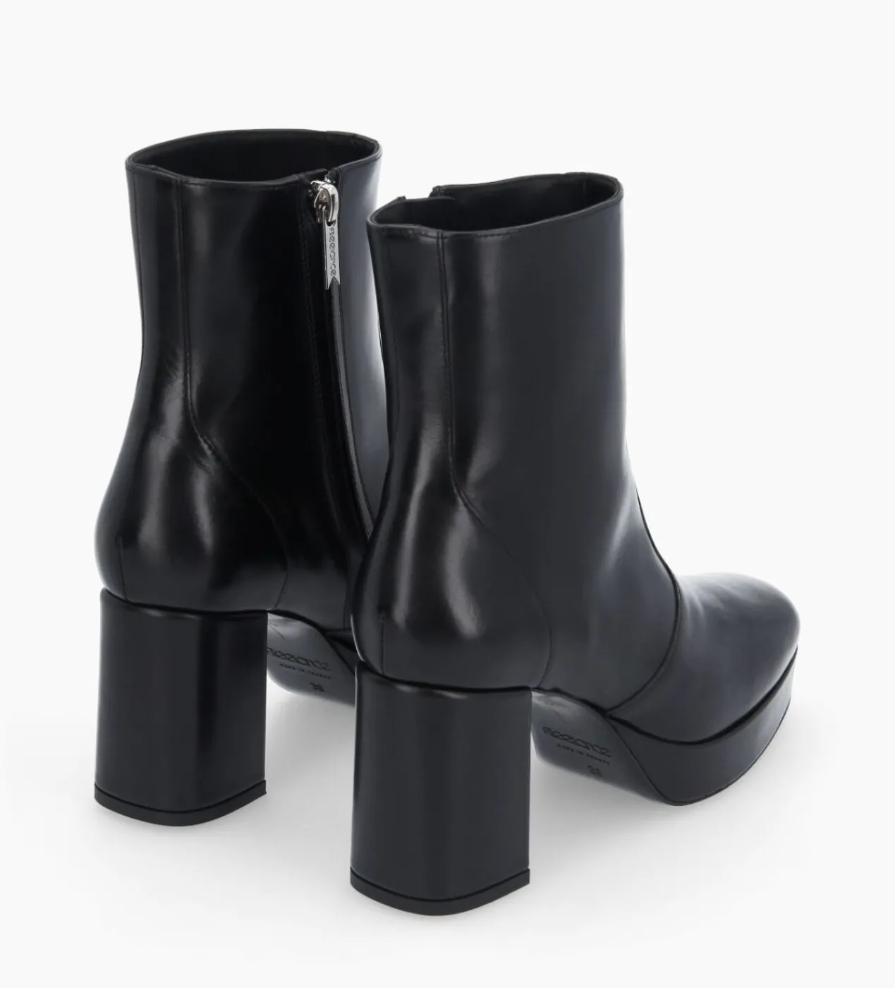 FREE LANCE Paris Bottine zippée à talon - Carlotta 70 - Cuir lisse - Noir Best Sale