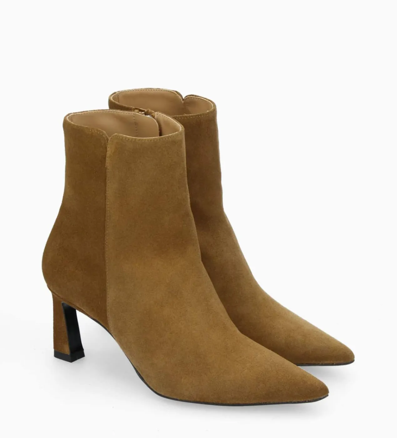 FREE LANCE Paris Bottine zippée à talon - Cathleen 65 - Cuir velours - Sienna Sale