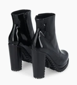 FREE LANCE Paris Bottine zippée à talon - Lery 7 - Cuir vernis - Noir Discount