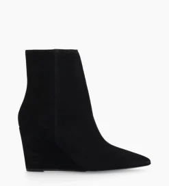 FREE LANCE Paris Bottine zippée à talon compensé - Florence 70 - Cuir velours - Noir Shop