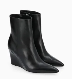 FREE LANCE Paris Bottine zippée à talon compensé - Florence 70 - Cuir de veau lisse brillant - Noir Hot