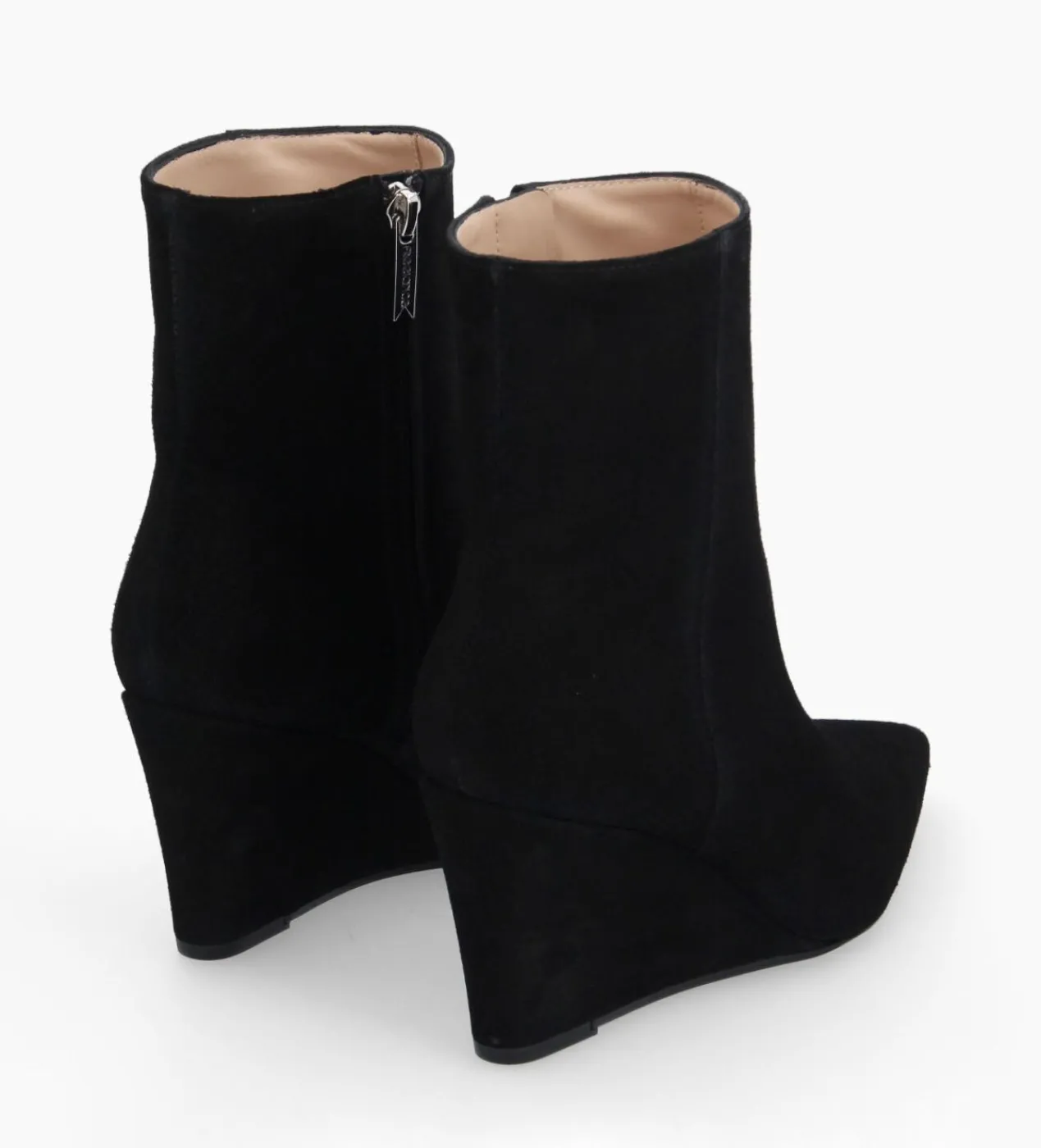 FREE LANCE Paris Bottine zippée à talon compensé - Florence 70 - Cuir velours - Noir Shop