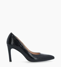 FREE LANCE Paris Escarpin à bout pointu - Forel 70 - Cuir verni imprimé serpent - Noir Sale