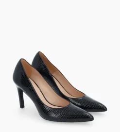 FREE LANCE Paris Escarpin à bout pointu - Forel 70 - Cuir verni imprimé serpent - Noir Sale