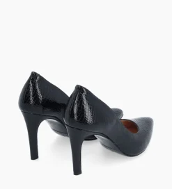 FREE LANCE Paris Escarpin à bout pointu - Forel 70 - Cuir verni imprimé serpent - Noir Sale