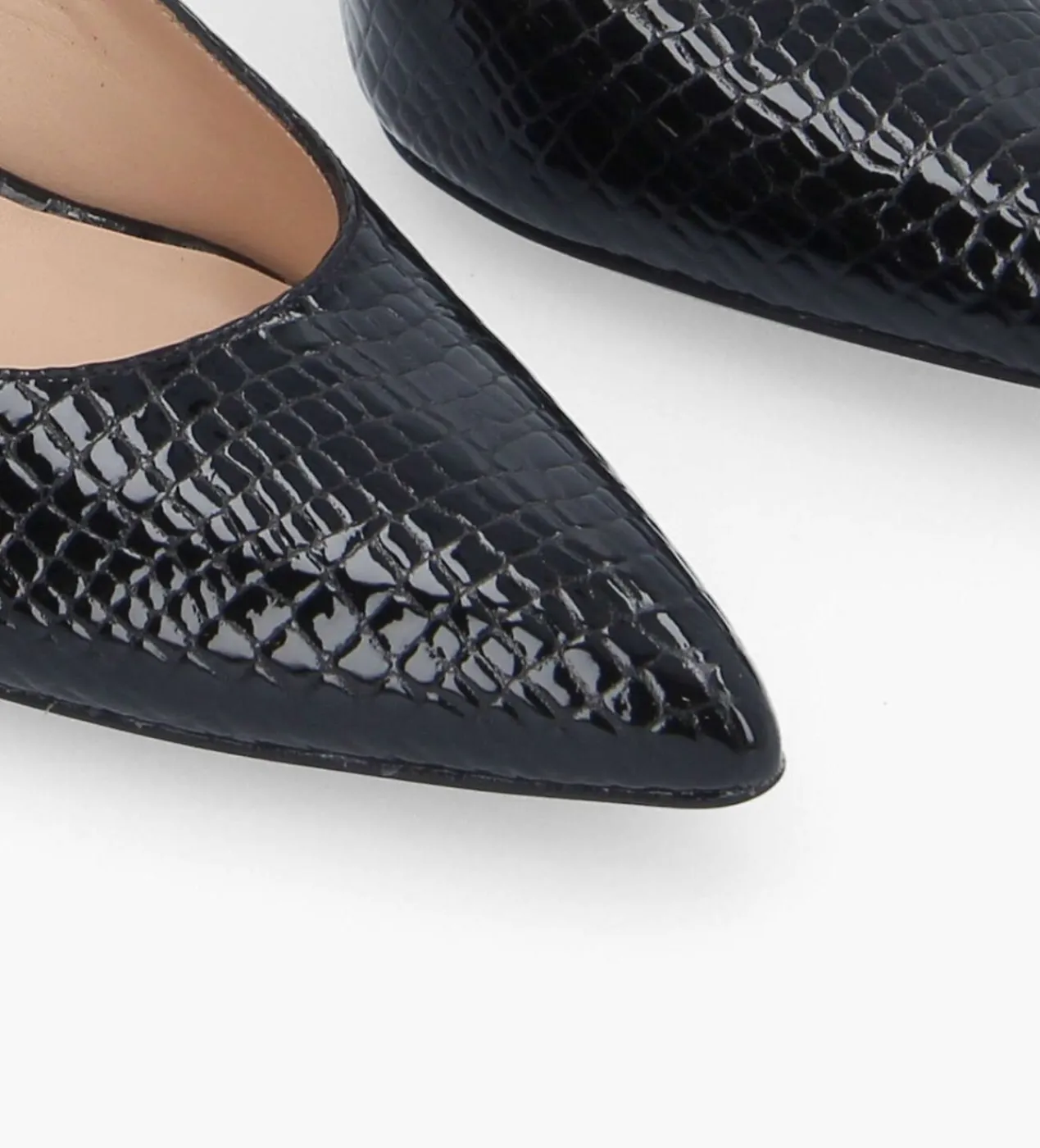 FREE LANCE Paris Escarpin à bout pointu - Forel 70 - Cuir verni imprimé serpent - Noir Sale