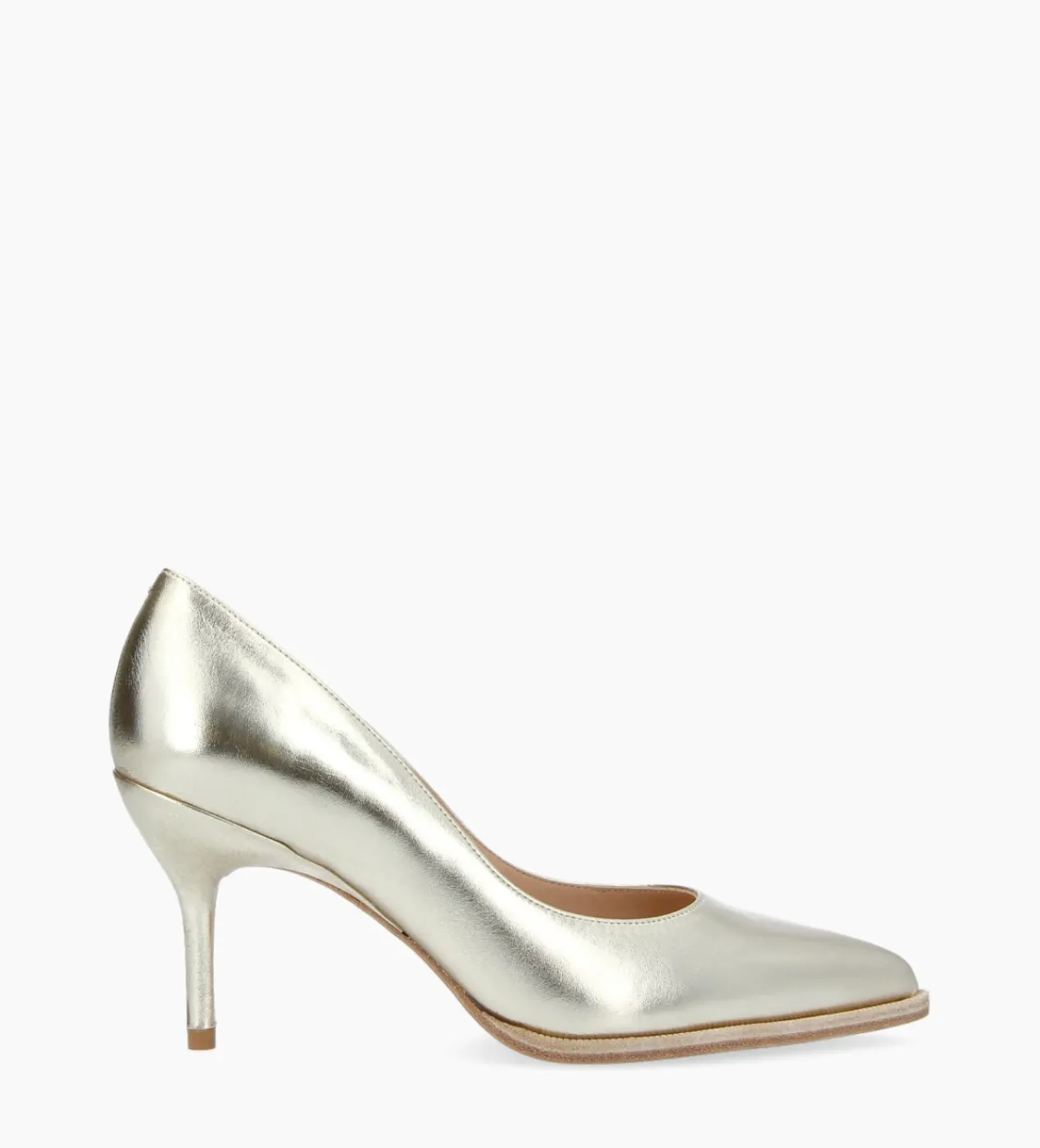 FREE LANCE Paris Escarpin à bout pointu - Jamie 70 - Cuir métallisé - Champagne Best Sale