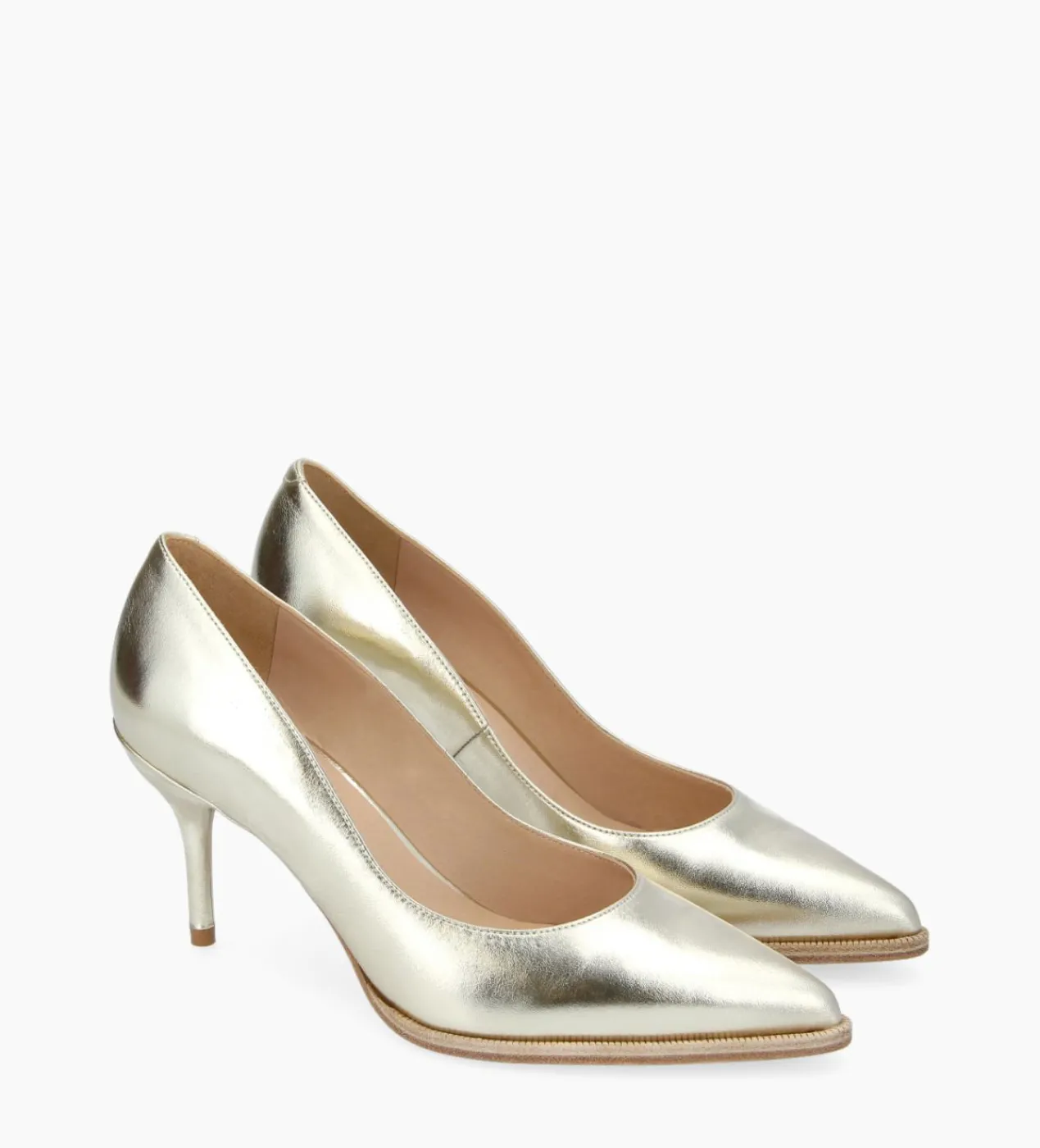 FREE LANCE Paris Escarpin à bout pointu - Jamie 70 - Cuir métallisé - Champagne Best Sale