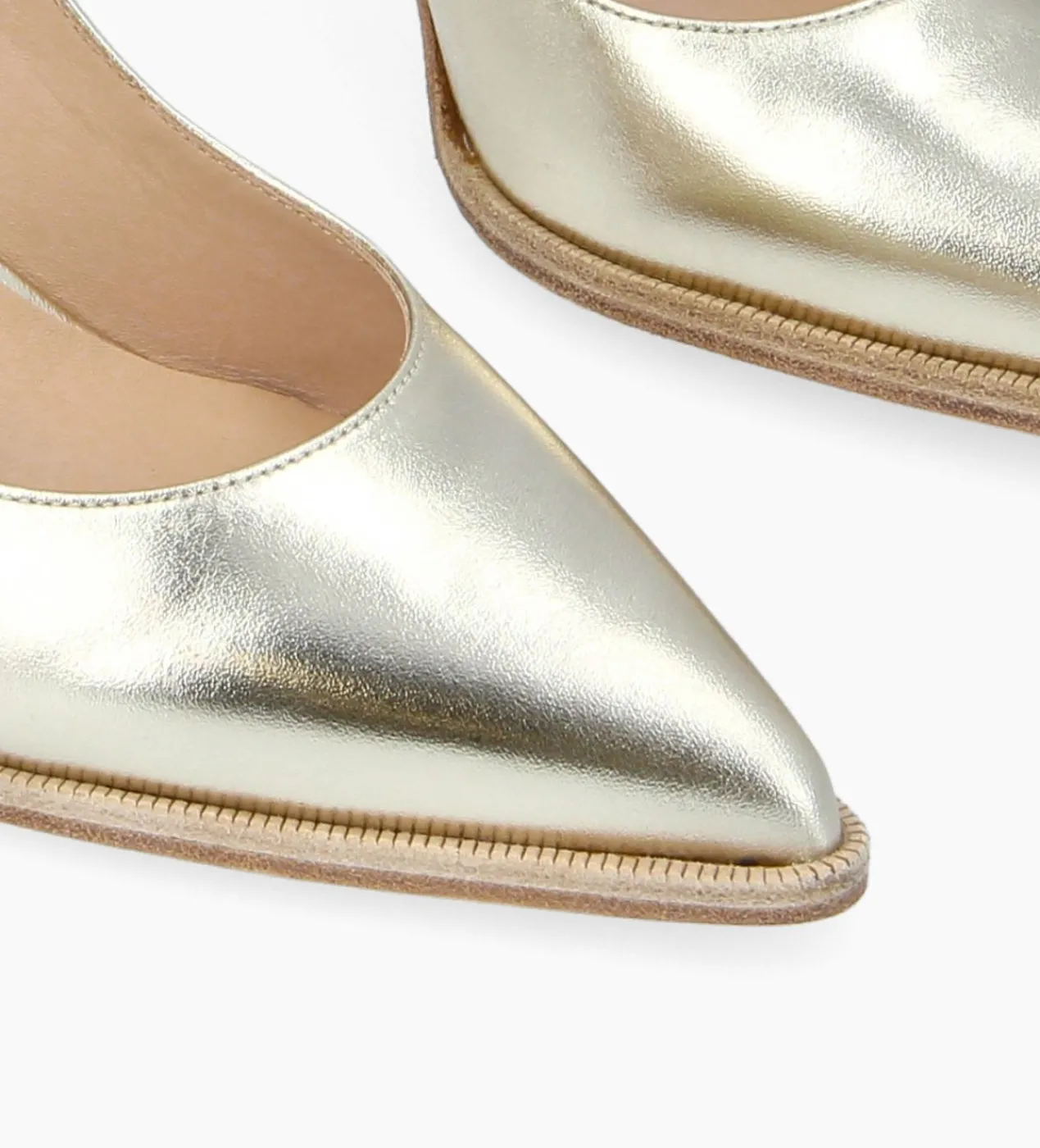 FREE LANCE Paris Escarpin à bout pointu - Jamie 70 - Cuir métallisé - Champagne Best Sale