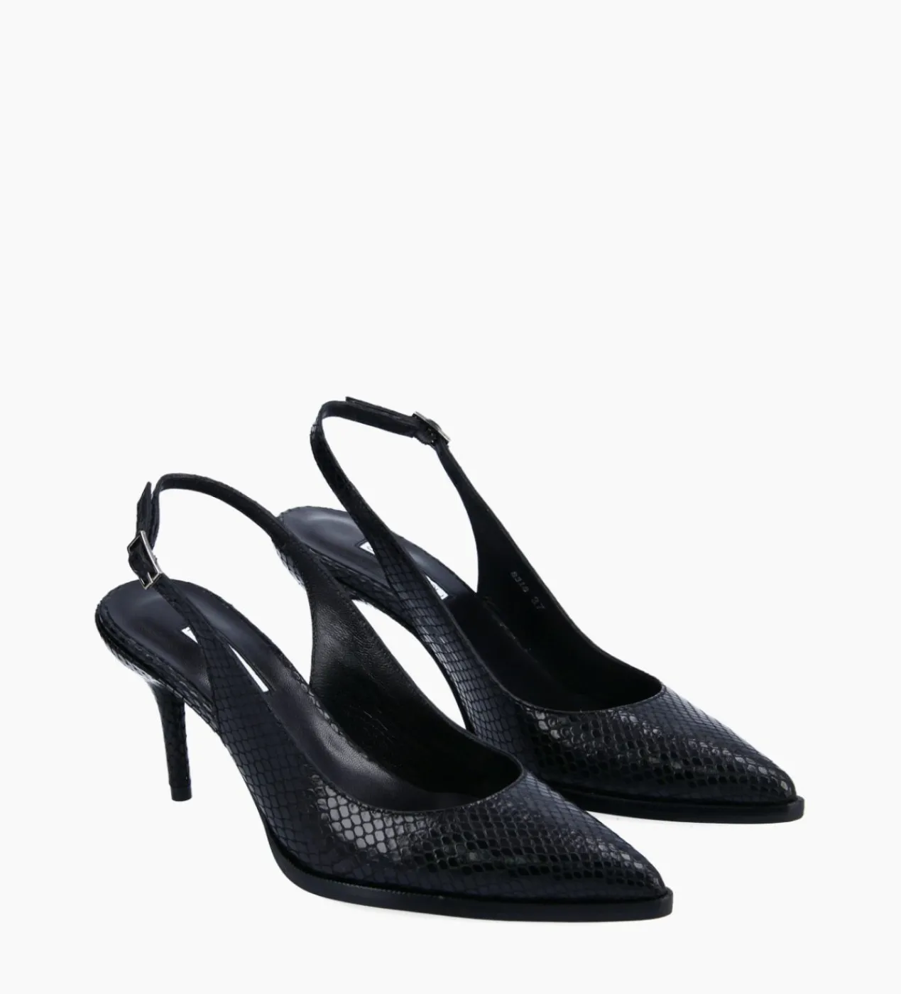 FREE LANCE Paris Escarpin à bride arrière - Jamie 70 - Cuir imprimé python - Noir Hot