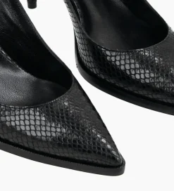 FREE LANCE Paris Escarpin à bride arrière - Jamie 70 - Cuir imprimé python - Noir Hot