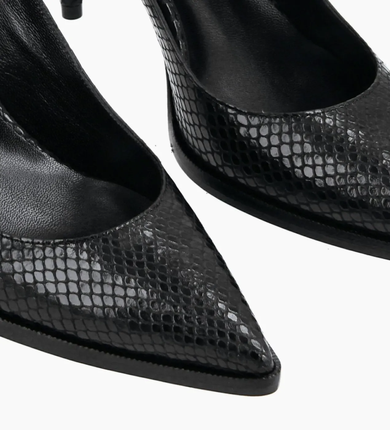 FREE LANCE Paris Escarpin à bride arrière - Jamie 70 - Cuir imprimé python - Noir Hot
