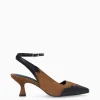 FREE LANCE Paris Escarpin à bride arrière - Suzy 60 - Cuir velours/Cuir imprimé lézard - Noir/Brun Discount