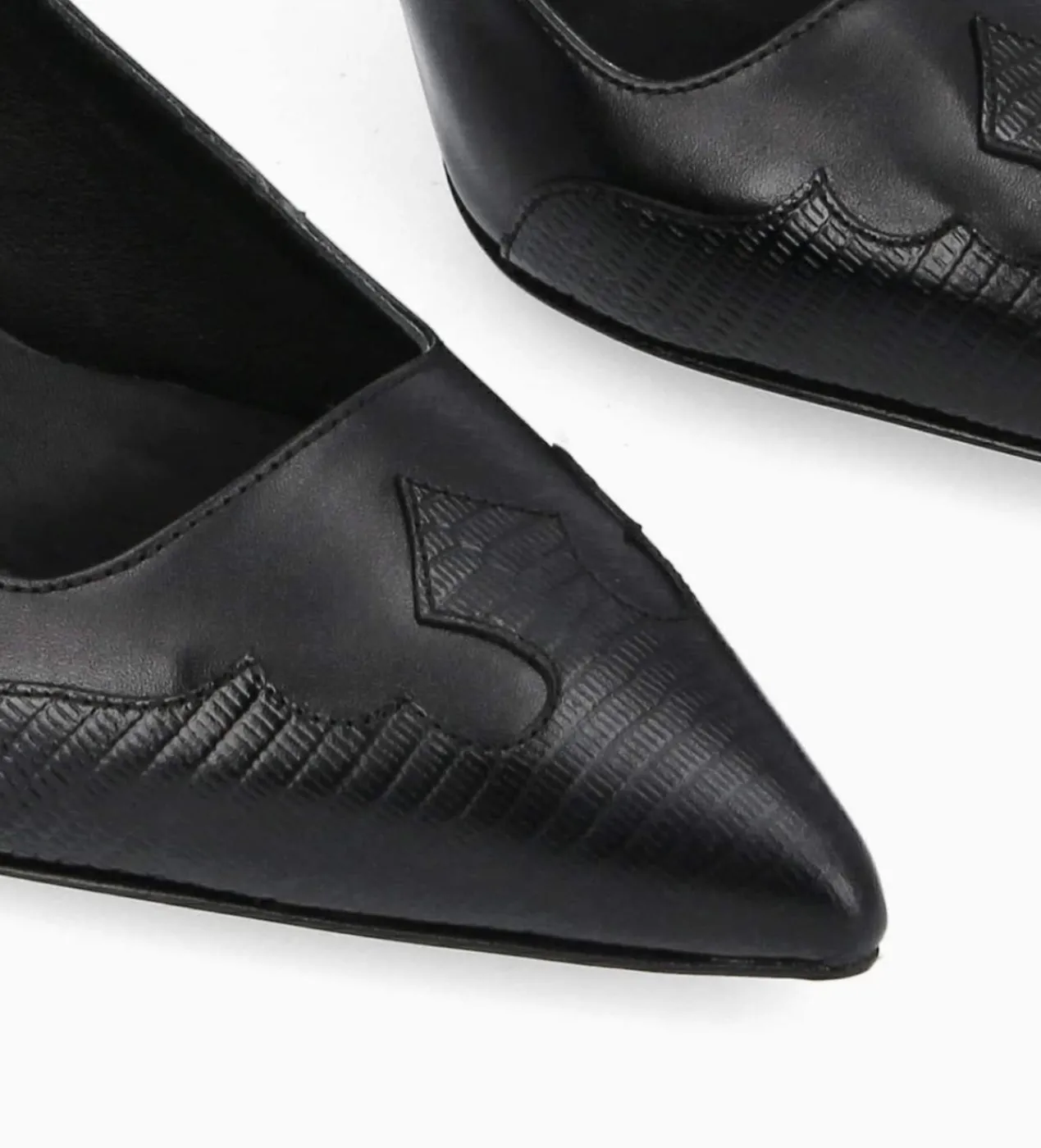 FREE LANCE Paris Escarpin à bride arrière - Suzy 60 - Cuir lisse/Cuir imprimé lézard - Noir Store