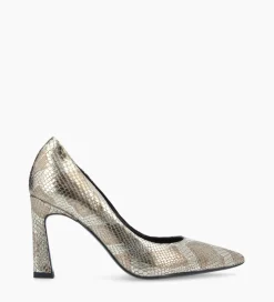 FREE LANCE Paris Escarpin à talon à bout pointu - Iris 85 - Cuir imprimé serpent - Doré Outlet