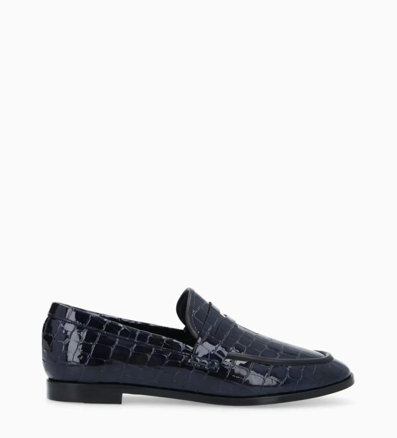 FREE LANCE Paris Mocassin - Anaïs - Cuir imprimé crocodile verni - Noir Shop