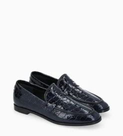 FREE LANCE Paris Mocassin - Anaïs - Cuir imprimé crocodile verni - Noir Shop