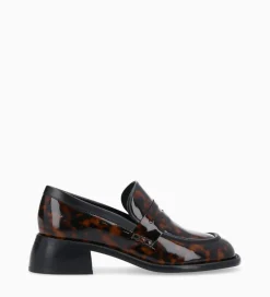 FREE LANCE Paris Mocassin à talon à bout carré - Anaïs 50 - Cuir vernis - Turtle Clearance