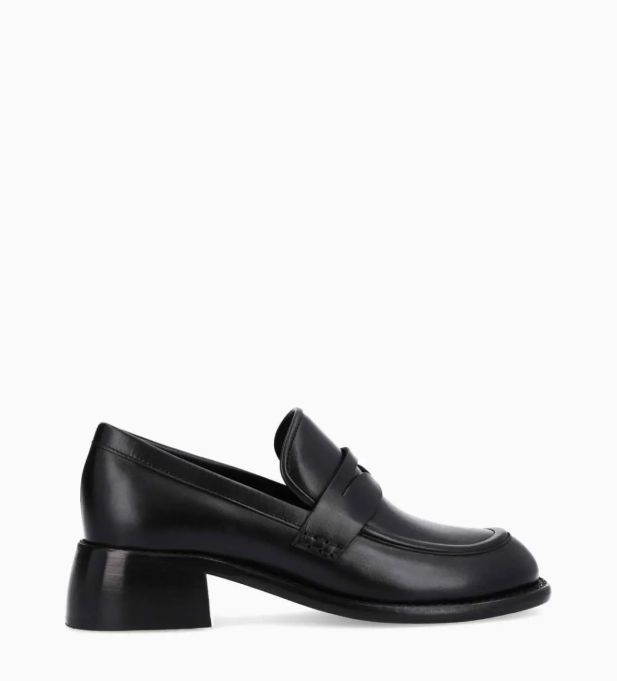 FREE LANCE Paris Mocassin à talon à bout carré - Anaïs 50 - Cuir de veau lisse brillant- Noir Cheap