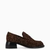 FREE LANCE Paris Mocassin à talon à bout carré - Anaïs 50 - Cuir velours - Léopard Fashion
