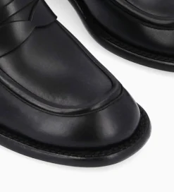 FREE LANCE Paris Mocassin à talon à bout carré - Anaïs 50 - Cuir de veau lisse brillant- Noir Cheap