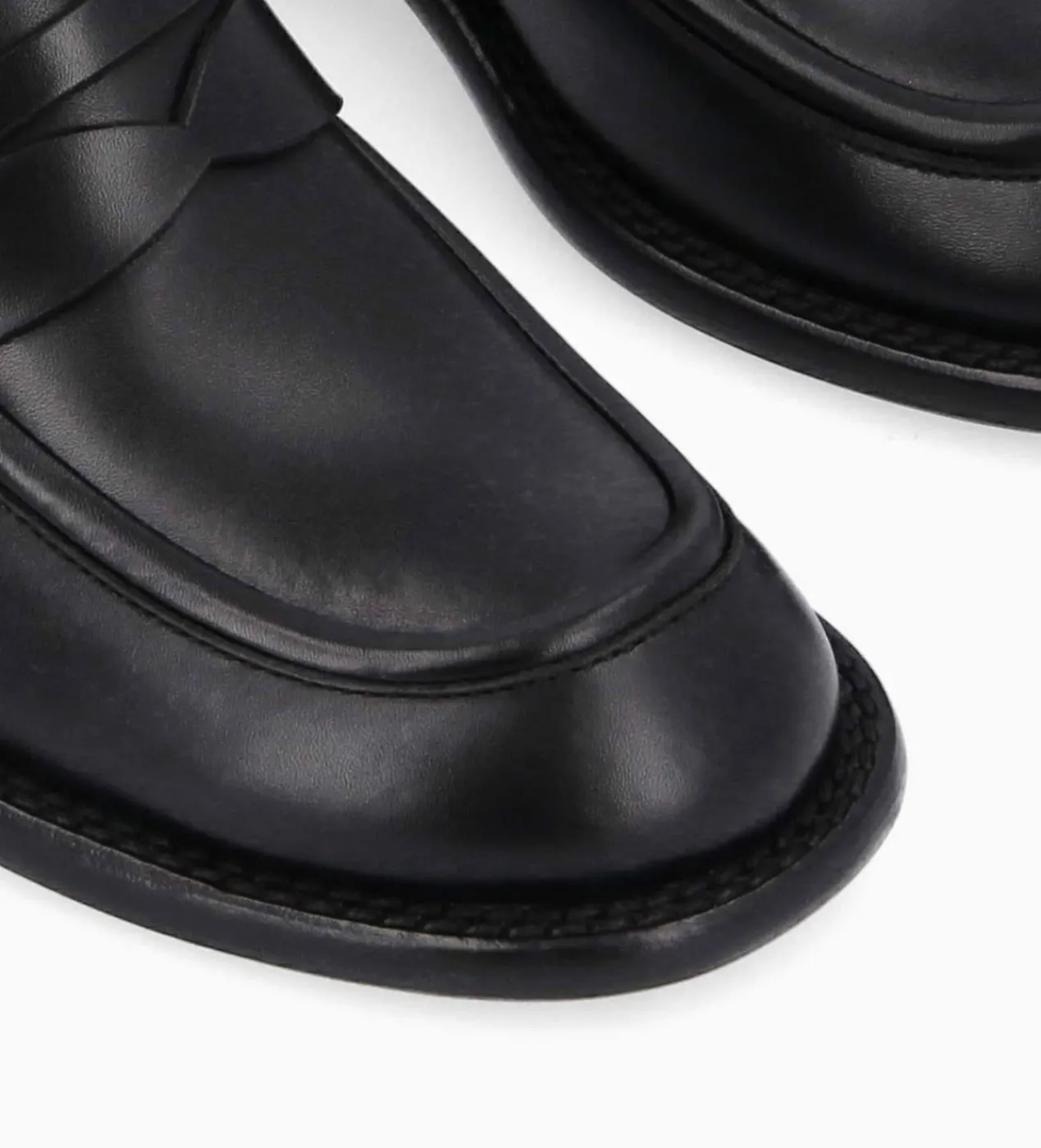 FREE LANCE Paris Mocassin à talon à bout carré - Anaïs 50 - Cuir de veau lisse brillant- Noir Cheap