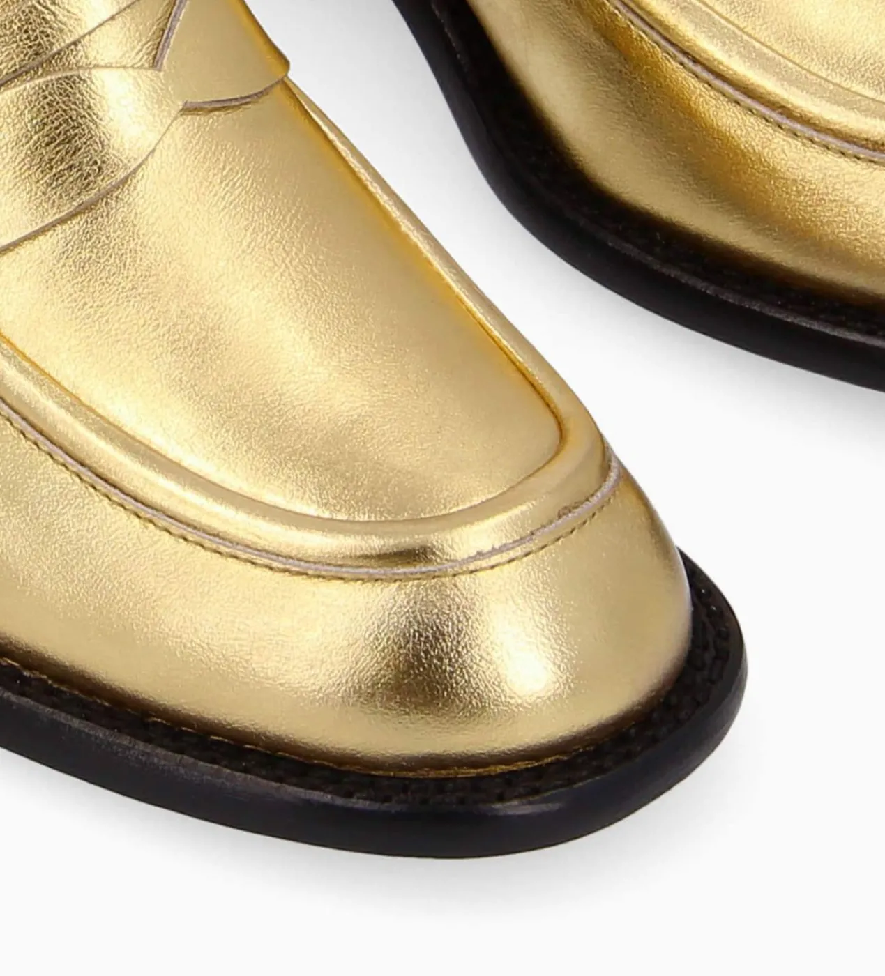 FREE LANCE Paris Mocassin à talon à bout carré - Anaïs 50 - Cuir métallisé - Or Flash Sale