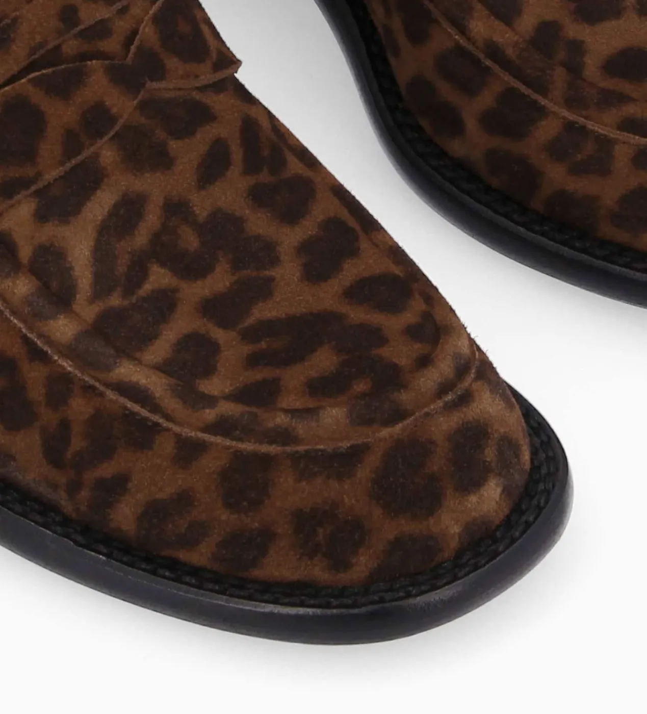 FREE LANCE Paris Mocassin à talon à bout carré - Anaïs 50 - Cuir velours - Léopard Fashion